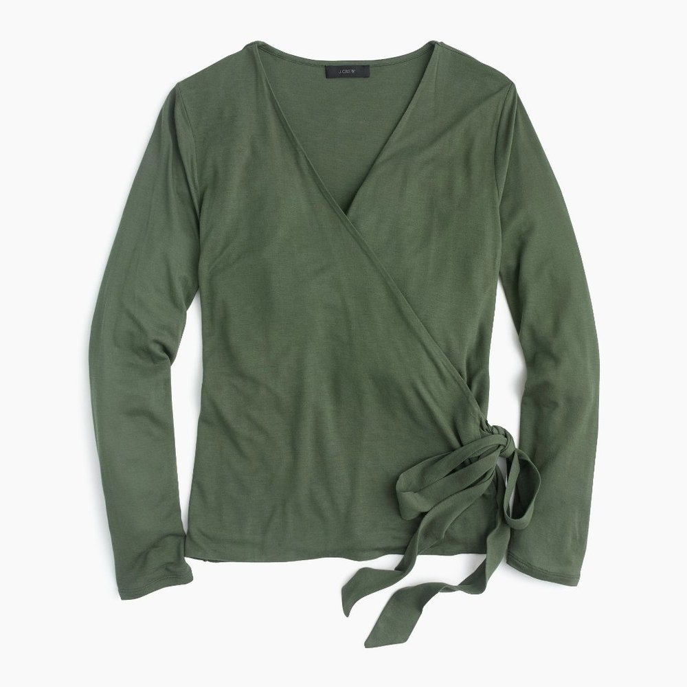 NWT J Crew Size XS Distressed Fatigue Wrap Tie Top